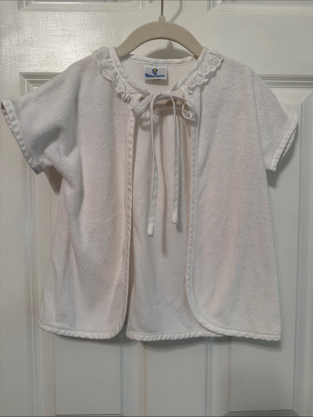 Florence Eiseman  White Terry Tie-Front Kids coverup top